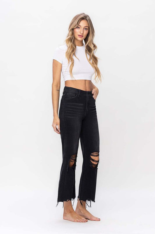 Jeans Flares Croisés Vintage Femme Noir 2