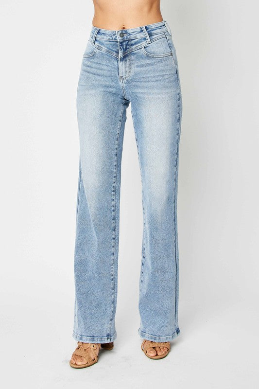 Jeans Retro Taille Haute avec Yoke Avant pour Femme 2