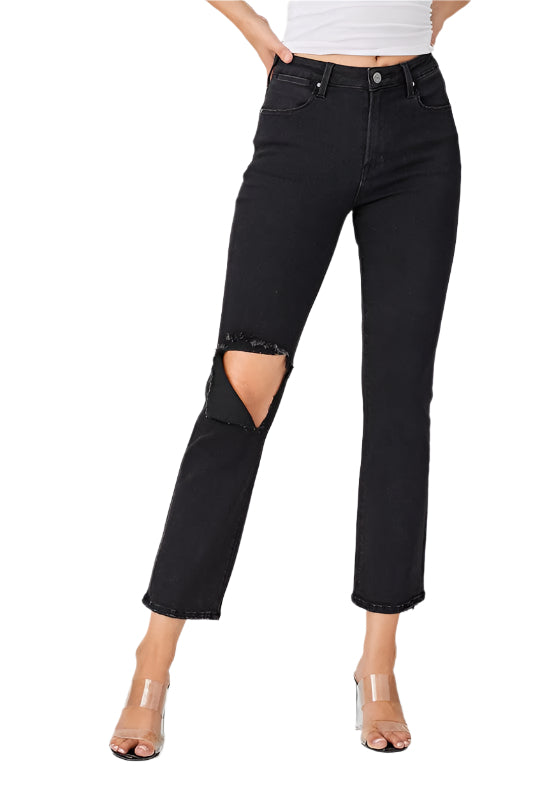 Jeans pour hommes décontractés en denim noir usé 0