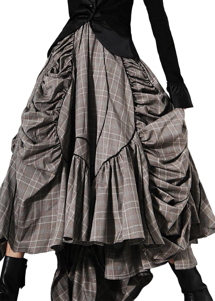 Jupe A-Line Asymétrique Taille Plus à Carreaux 0