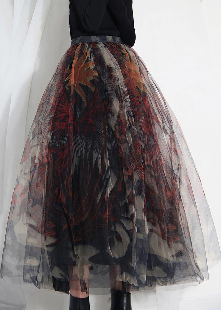 Jupe A-Line en Tulle avec Imprimé Noir pour Femme 2