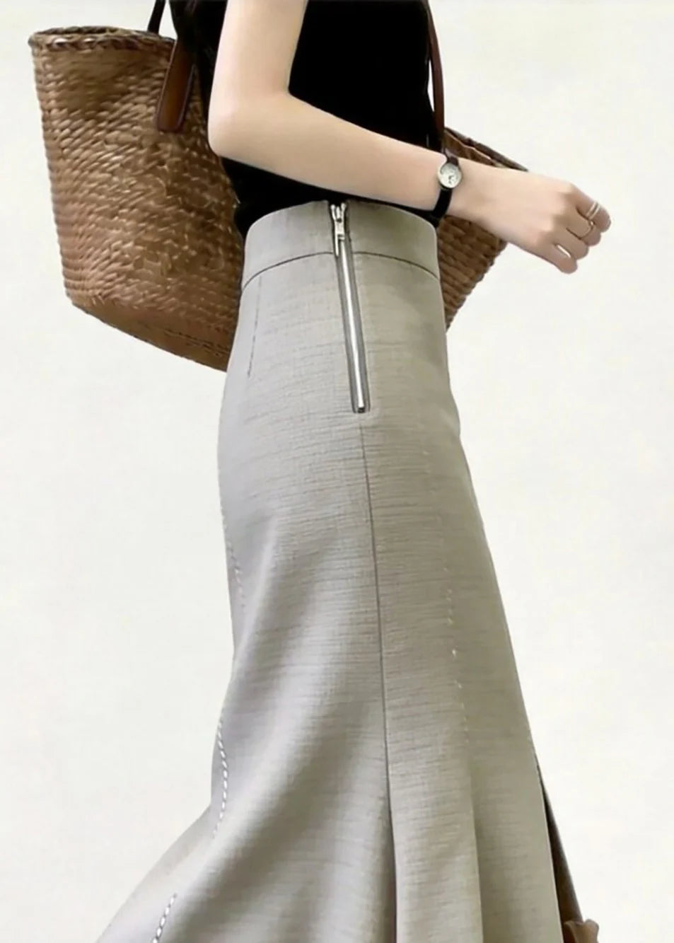Jupe Femme Coupe Sirène Taille Haute à Volants 1