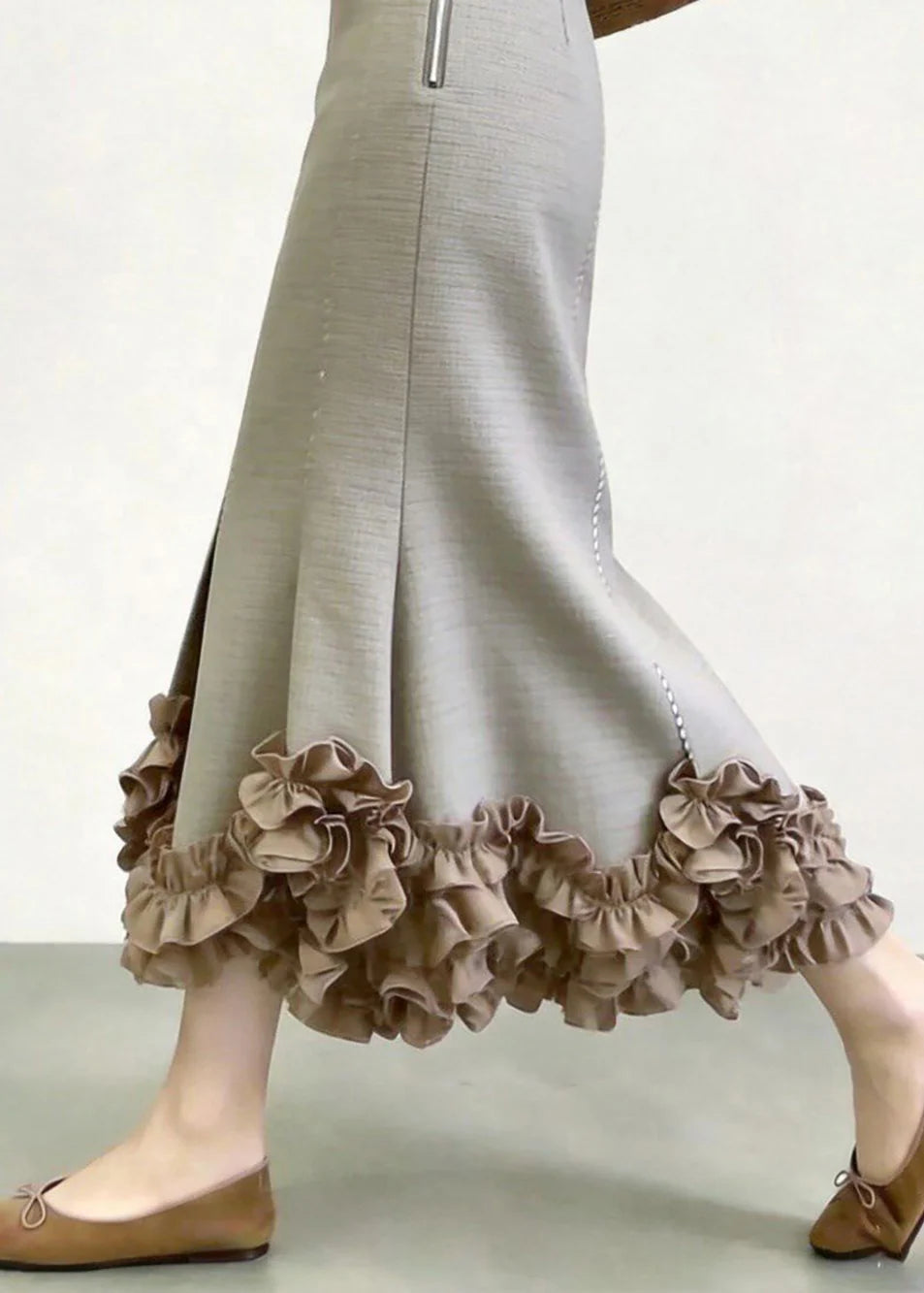 Jupe Femme Coupe Sirène Taille Haute à Volants 3