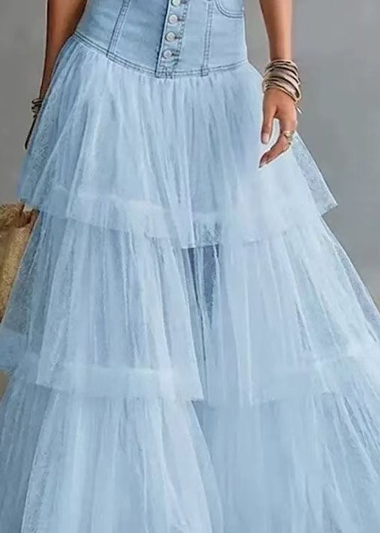 Jupe Femme Taille Haute Patchwork Tulle Estivale 4