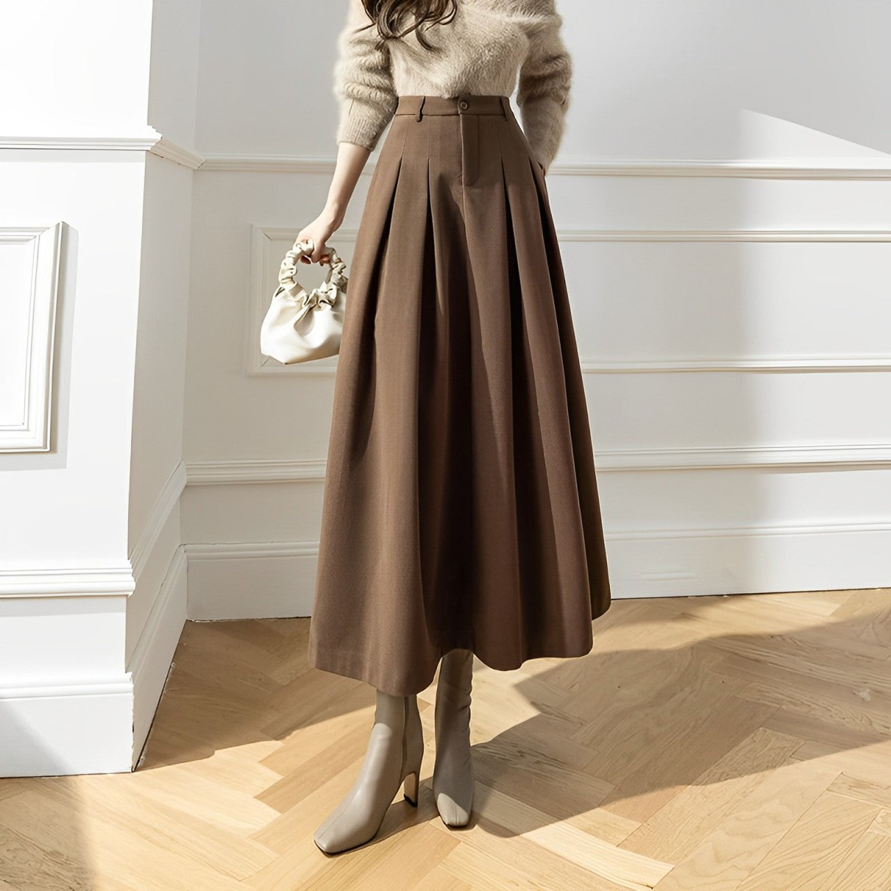 Jupe Plissée Taille Haute Chic 1