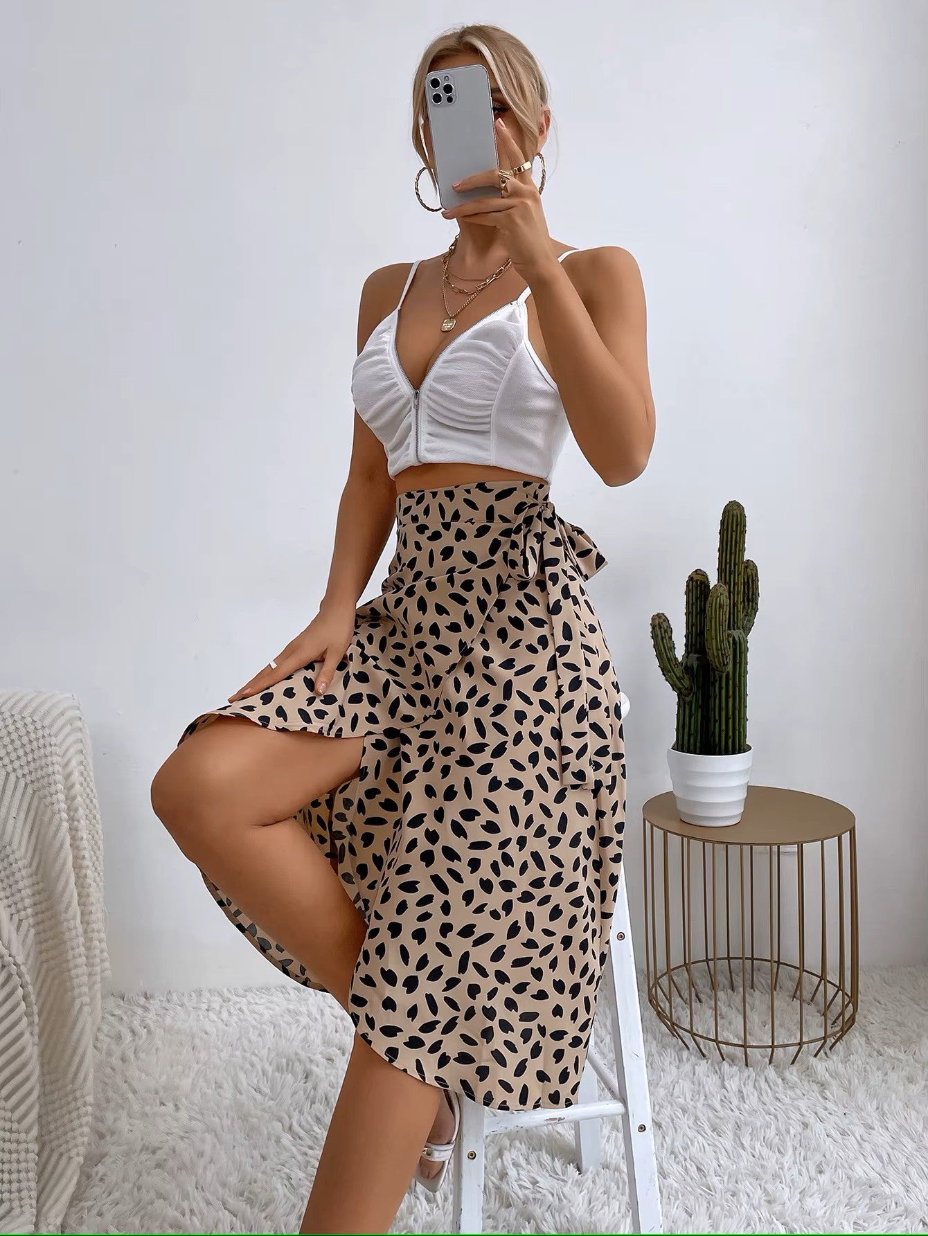 Jupe Portefeuille Mi-Longue Chic 1