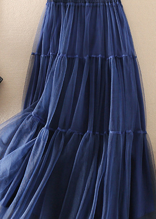 Jupe en Tulle Patchwork Bleu Français pour Femmes 3