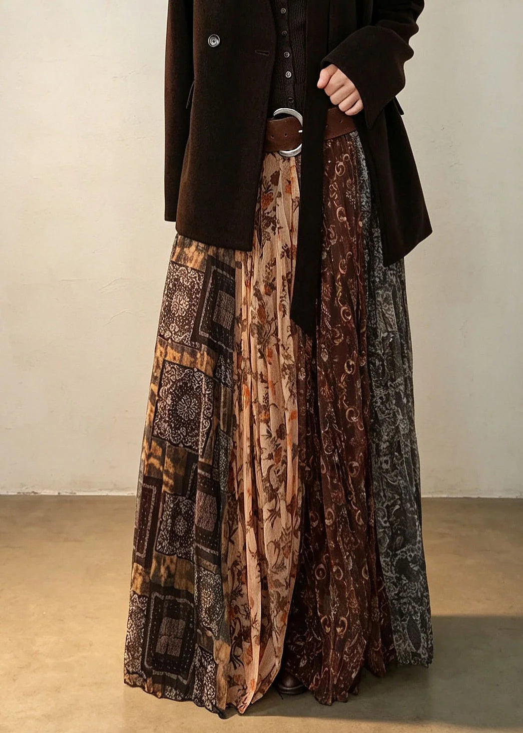 Jupe plissée vintage pour femme à taille élastique 2