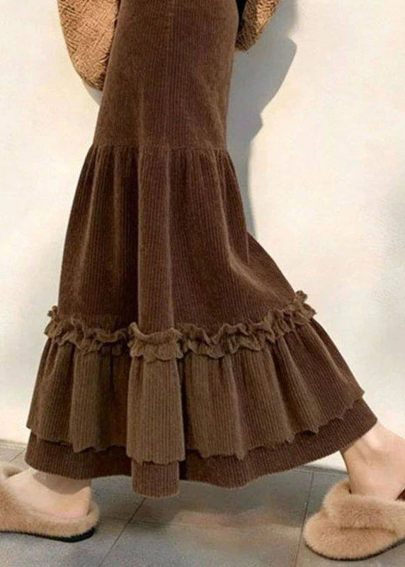 Jupe trapèze femme à volants style patchwork automnal 3