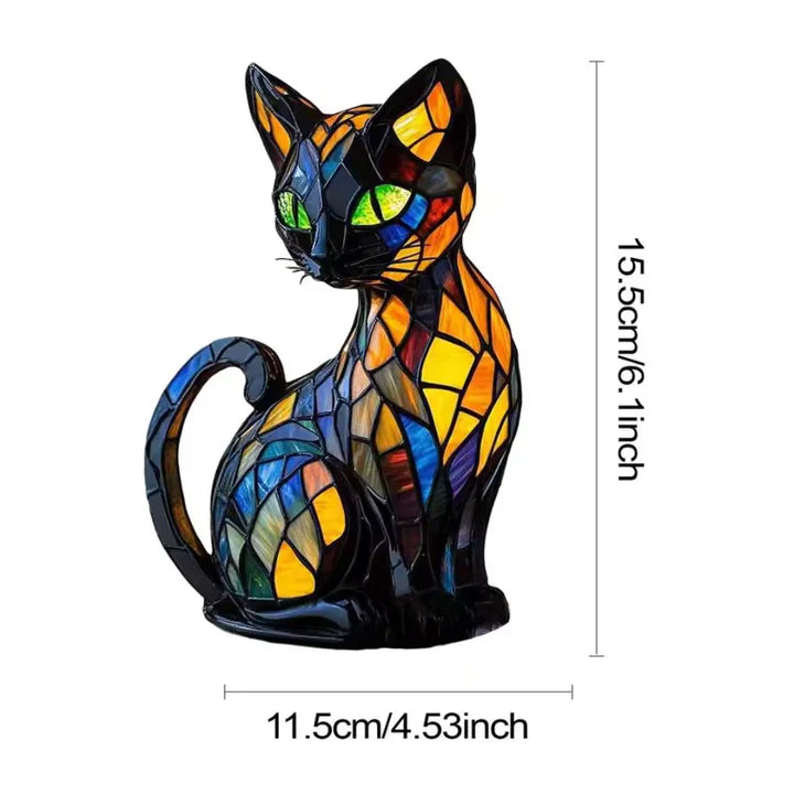 Lampe de Table Chat en Vitrail Artistique 6