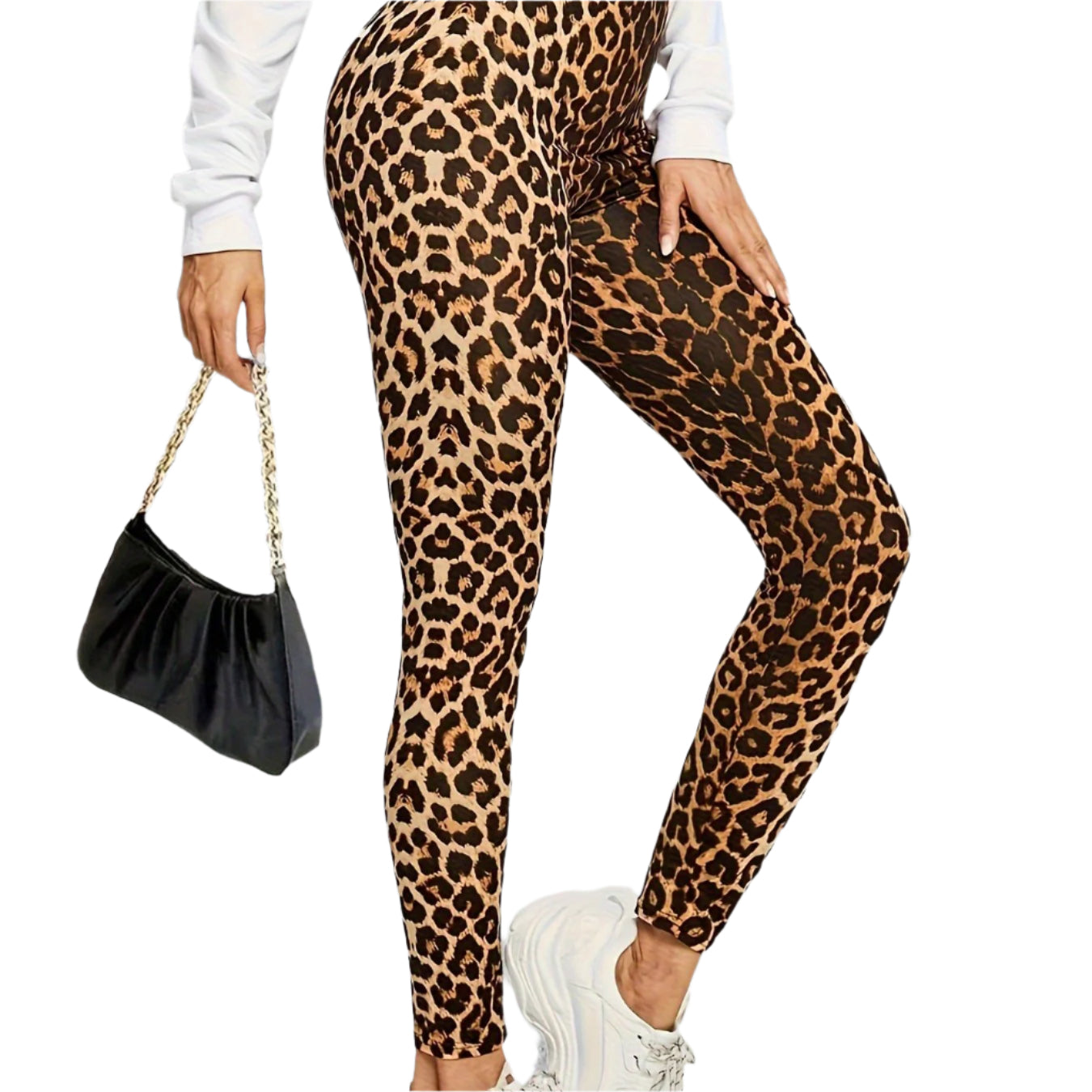 Leggings Femme Imprimé Léopard Élégant en Polyester et Spandex