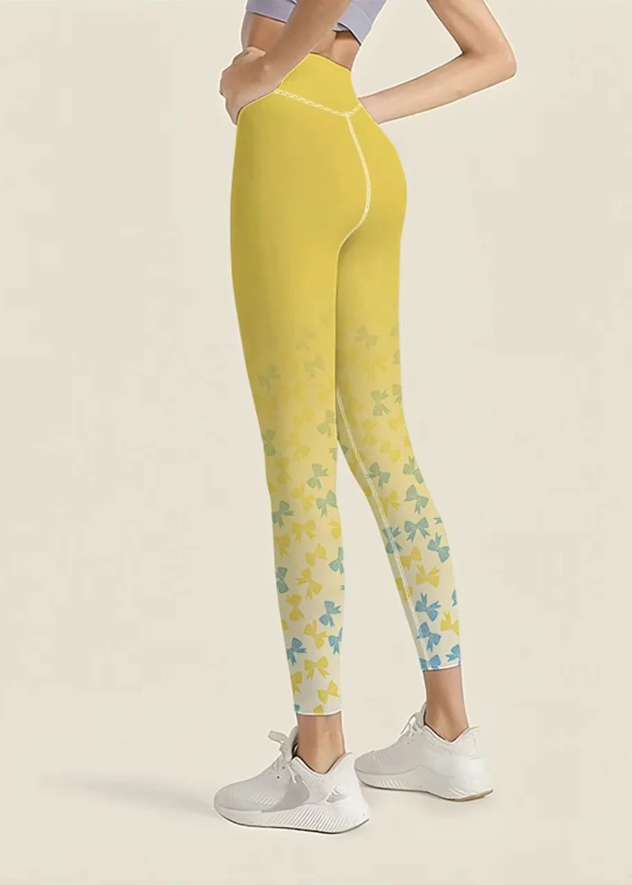 Leggings de course Capri taille haute à imprimé dégradé avec effet froncé 3
