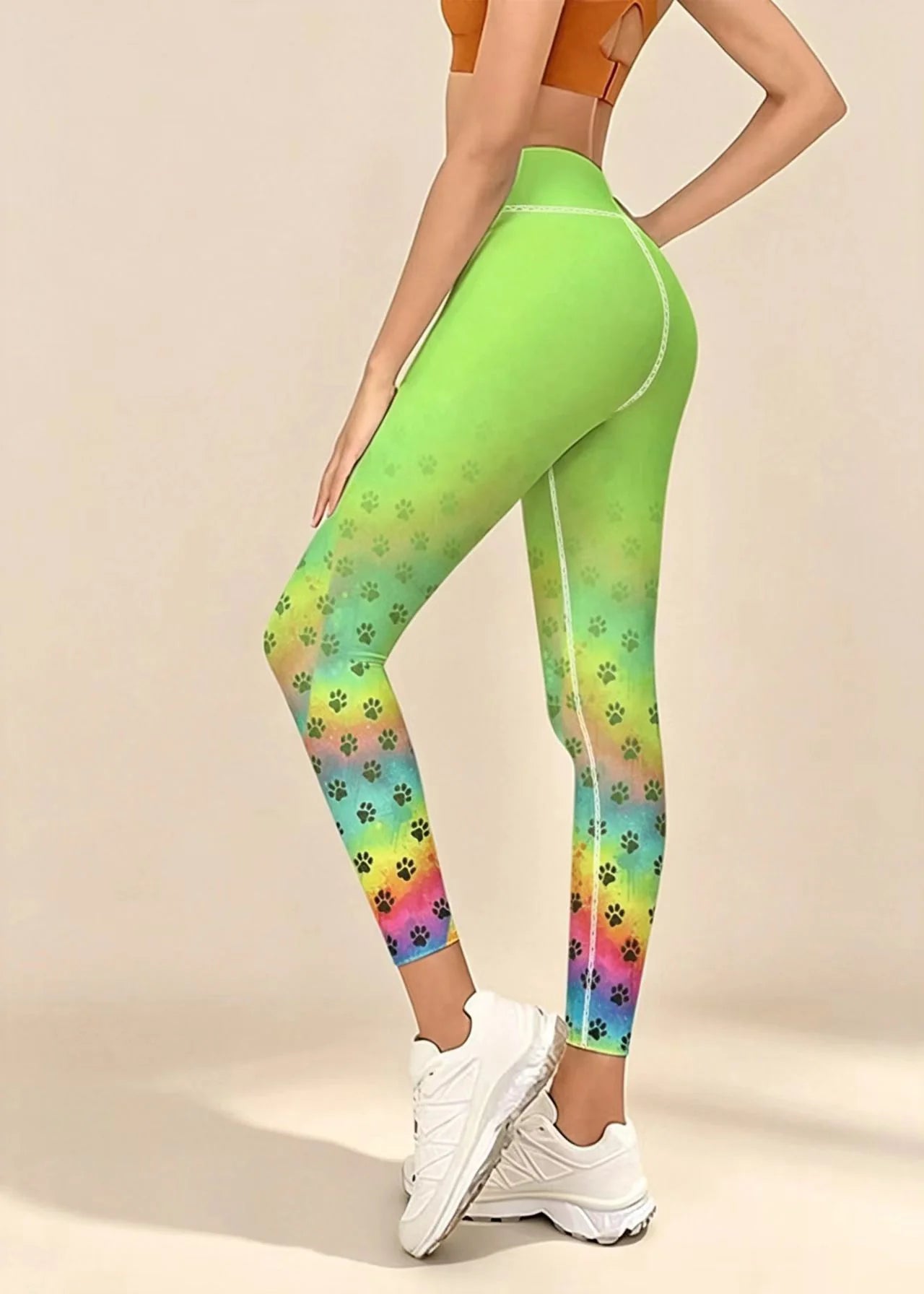 Leggings de course Capri taille haute pour femme à imprimé dynamique 0