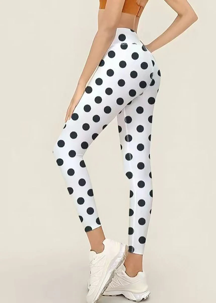 Leggings de sport Capri pour femmes à taille haute et motif à pois 3