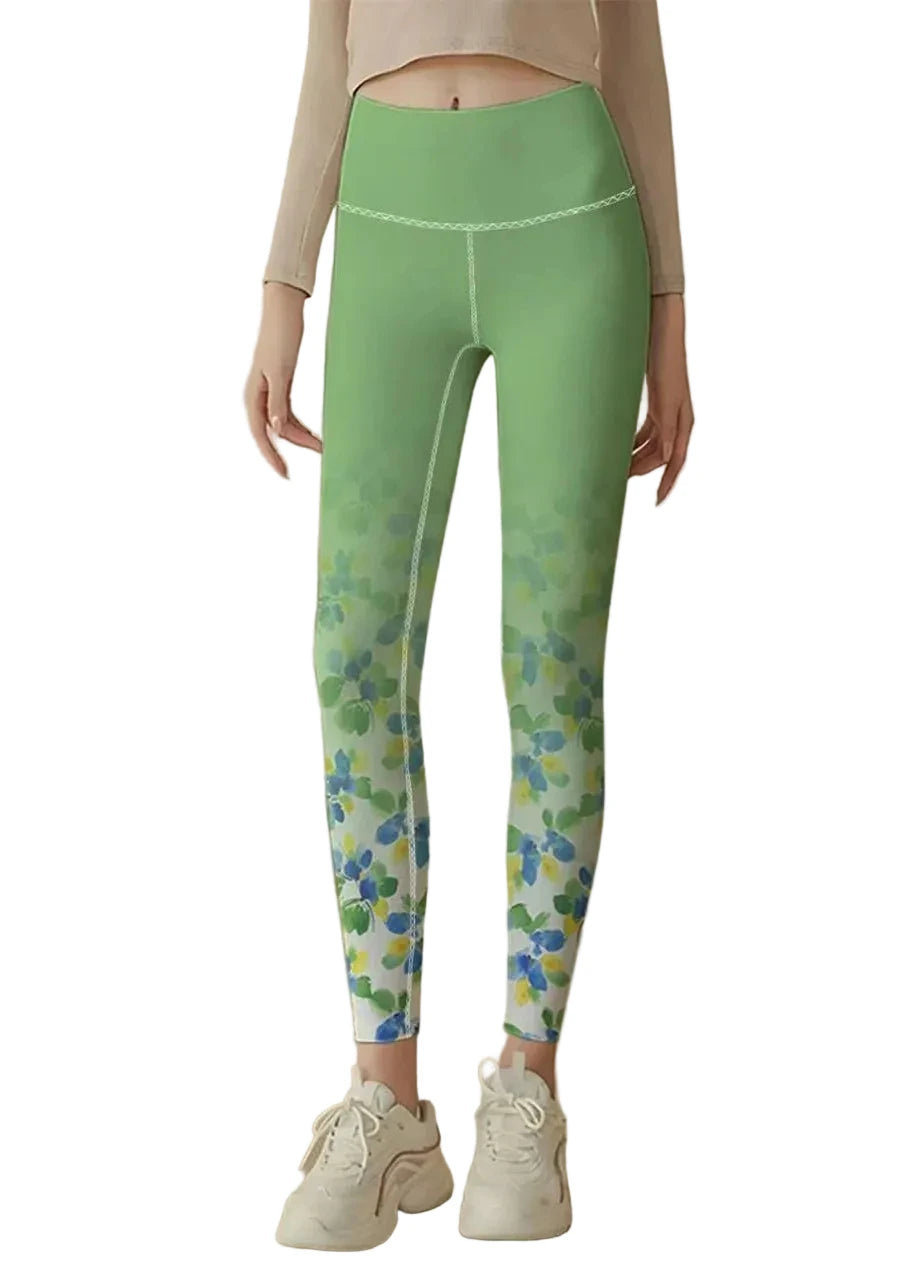 Leggings de sport femme taille haute imprimé floral dégradé 0