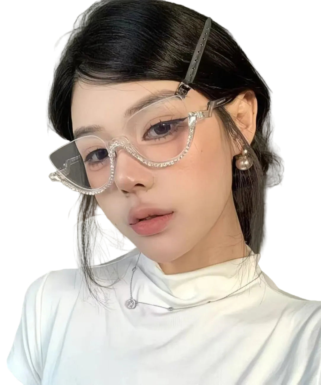 Lunettes de Lecture Femme Demi-Jante Cloutée Moderne 0
