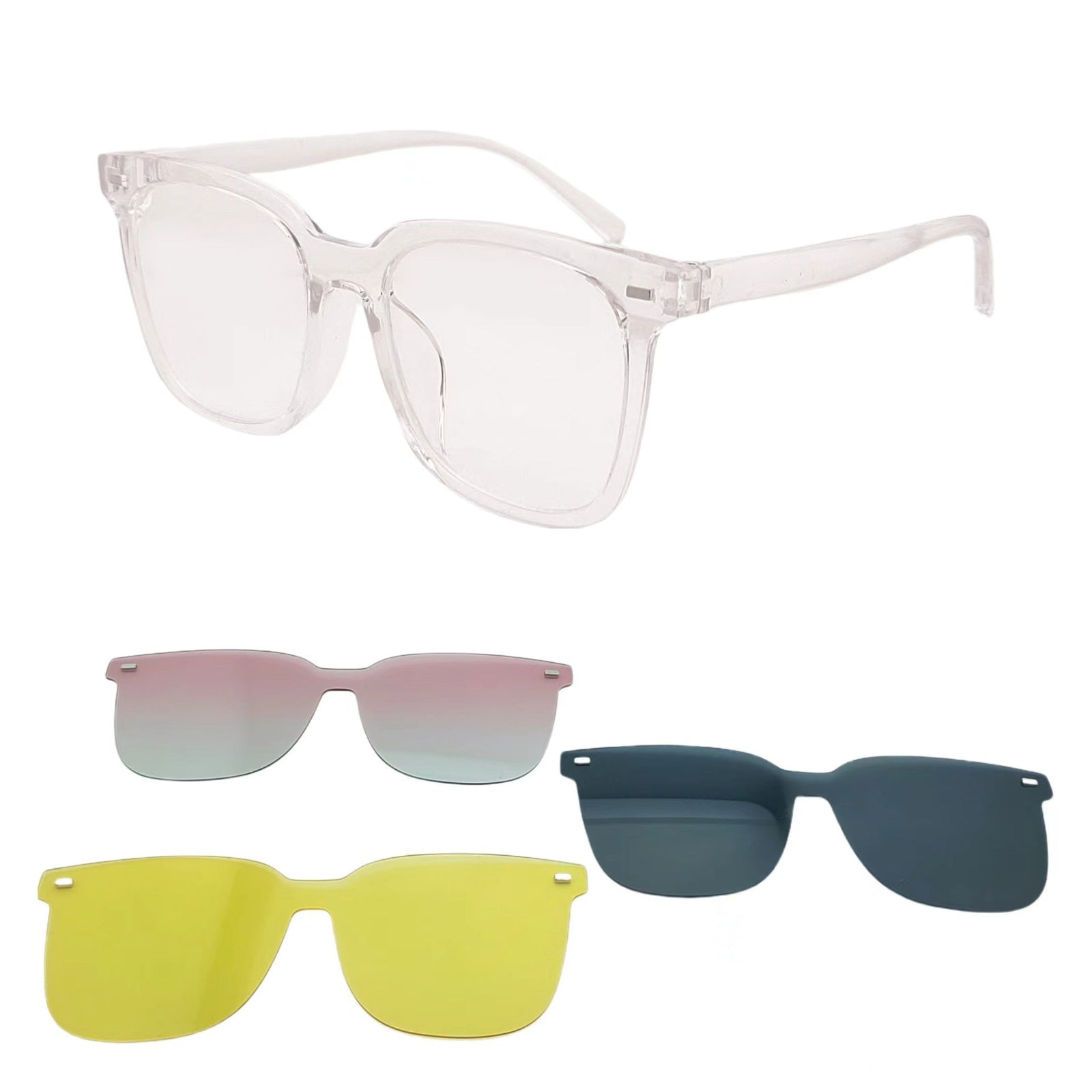 Lunettes de Soleil Femme Oversize Tendance avec Verres Interchangeables 0