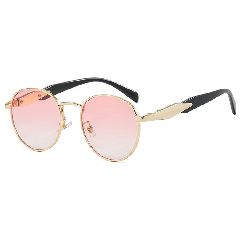 Lunettes de soleil rondes pour femmes avec monture dorée 6