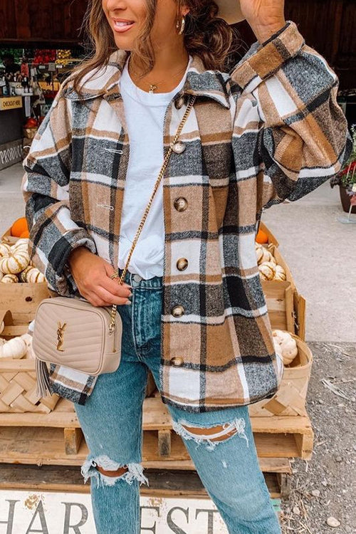 Manteau Chemise à Carreaux Décontracté pour Femme 1