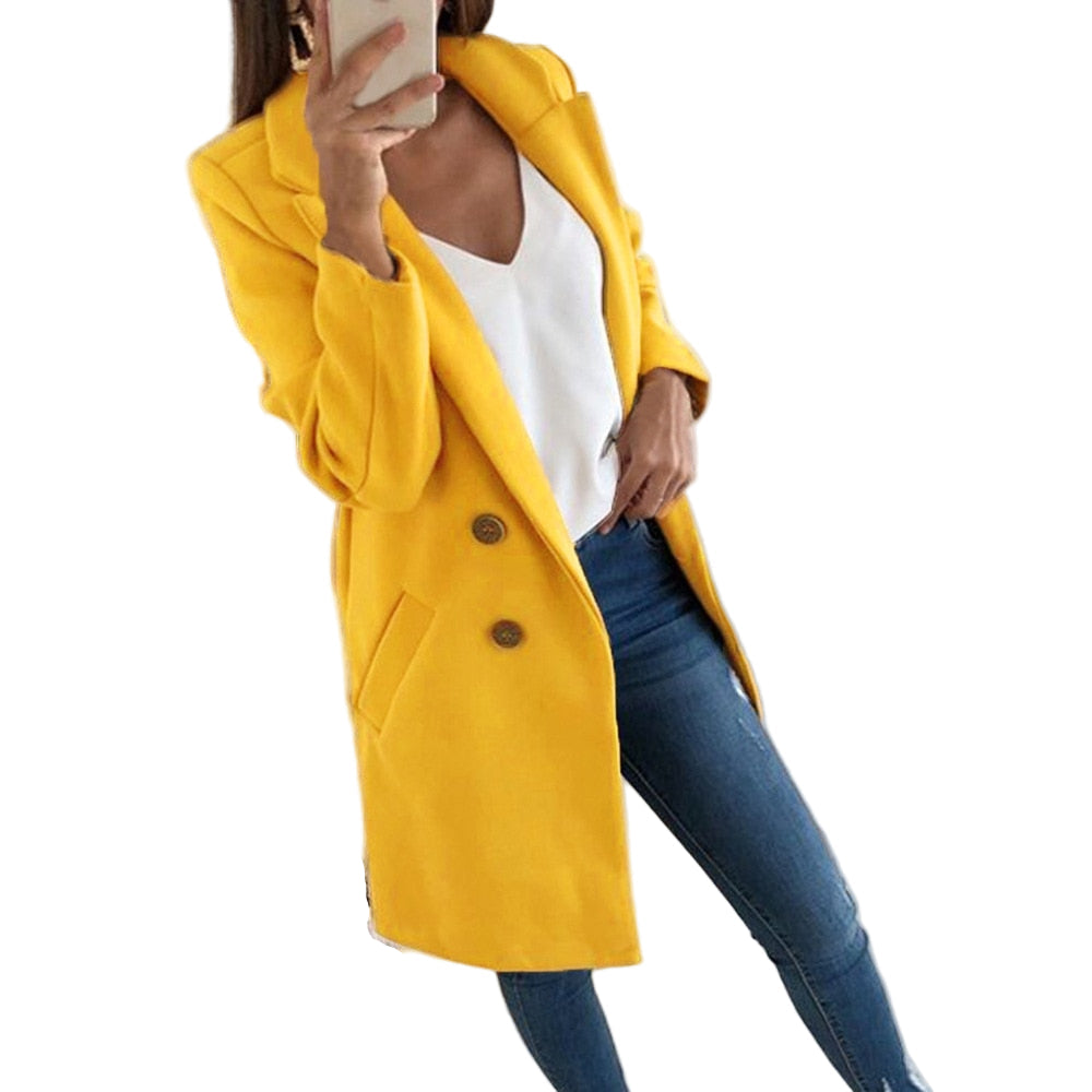 Manteau Femme Chic à Col Revers 0