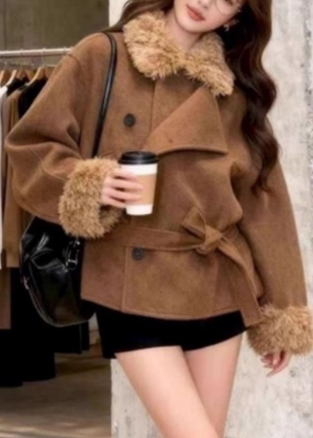 Manteau Femme Décontracté Col Peter Pan avec Ceinture à la Taille 1