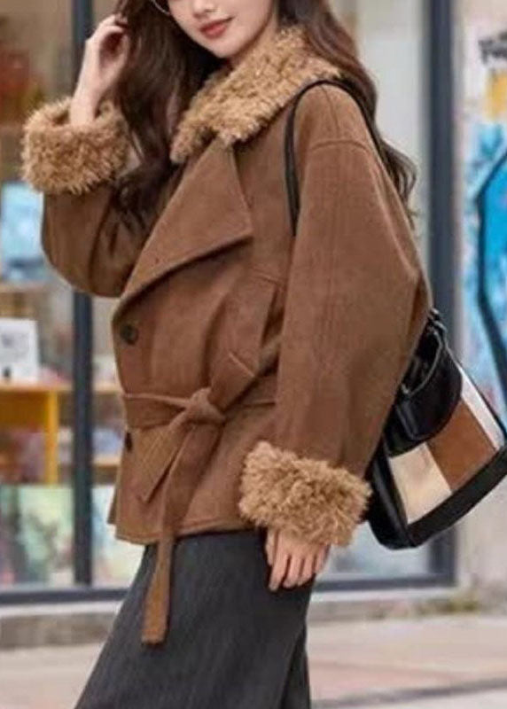 Manteau Femme Décontracté Col Peter Pan avec Ceinture à la Taille 4