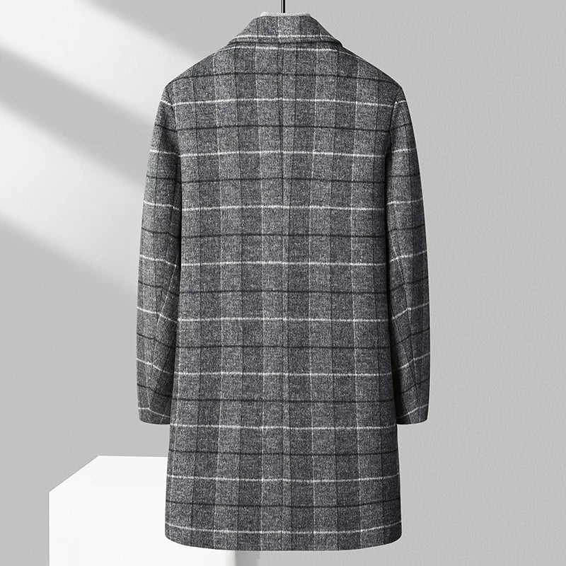 Manteau Femme Hiver Mi-Long à Carreaux Chic 1