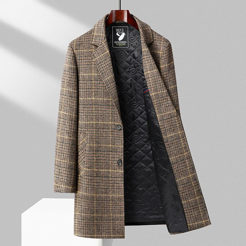Manteau Femme Hiver Mi-Long à Carreaux Chic 3
