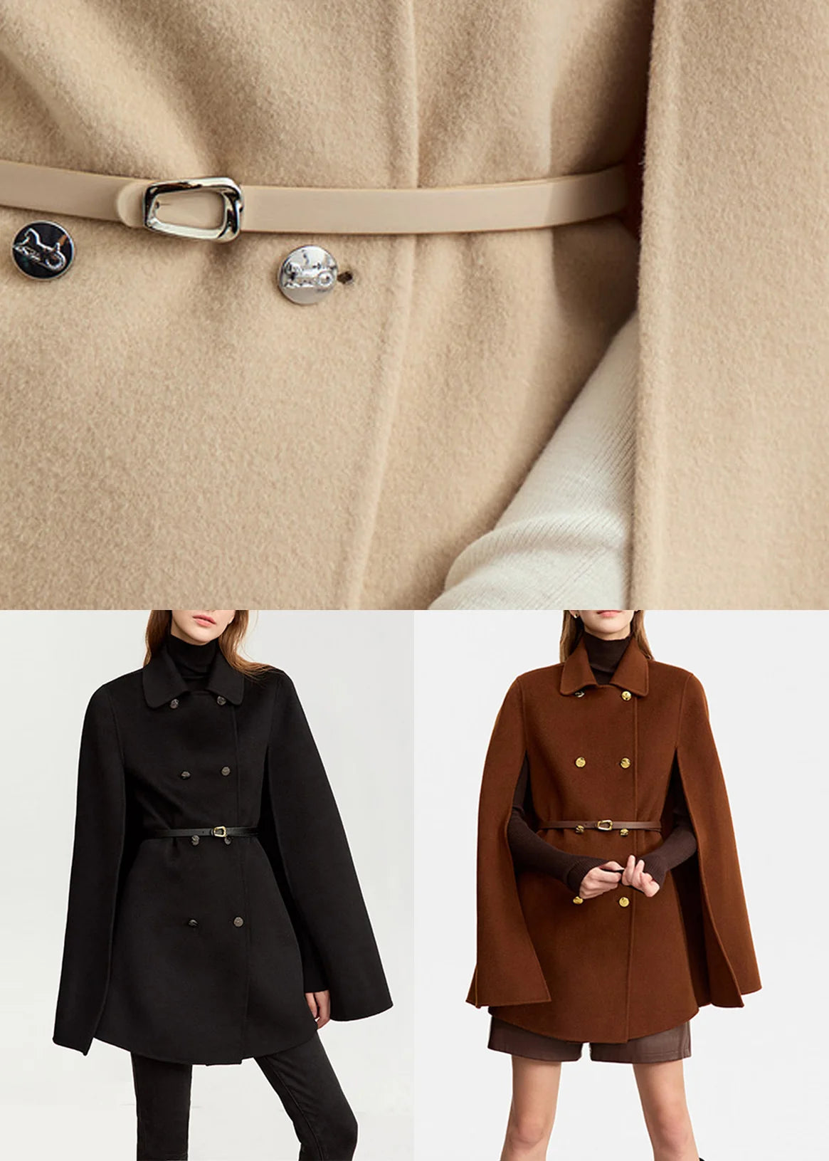 Manteau Femme Manches Cape Ceinturé 4