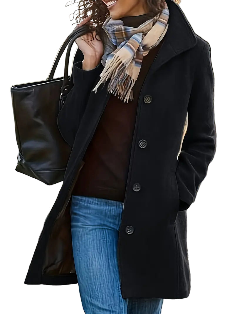 Manteau Femme à Bouton Unique en Tissu Tissé 0