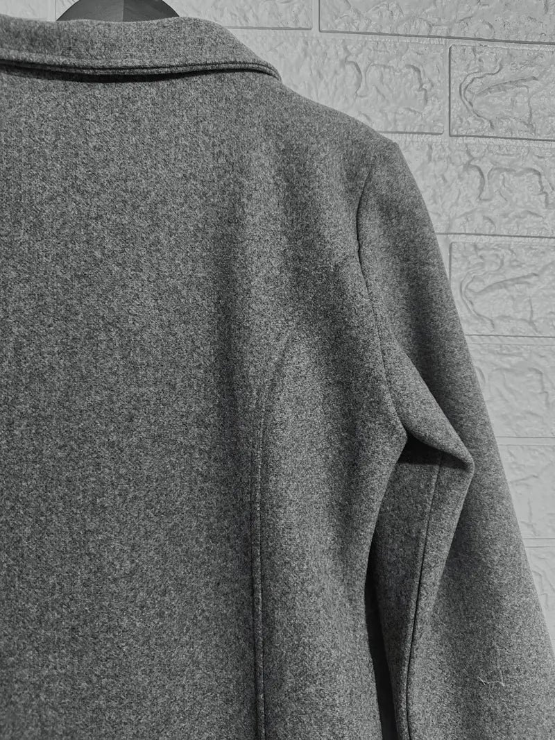 Manteau Femme à Bouton Unique en Tissu Tissé 2