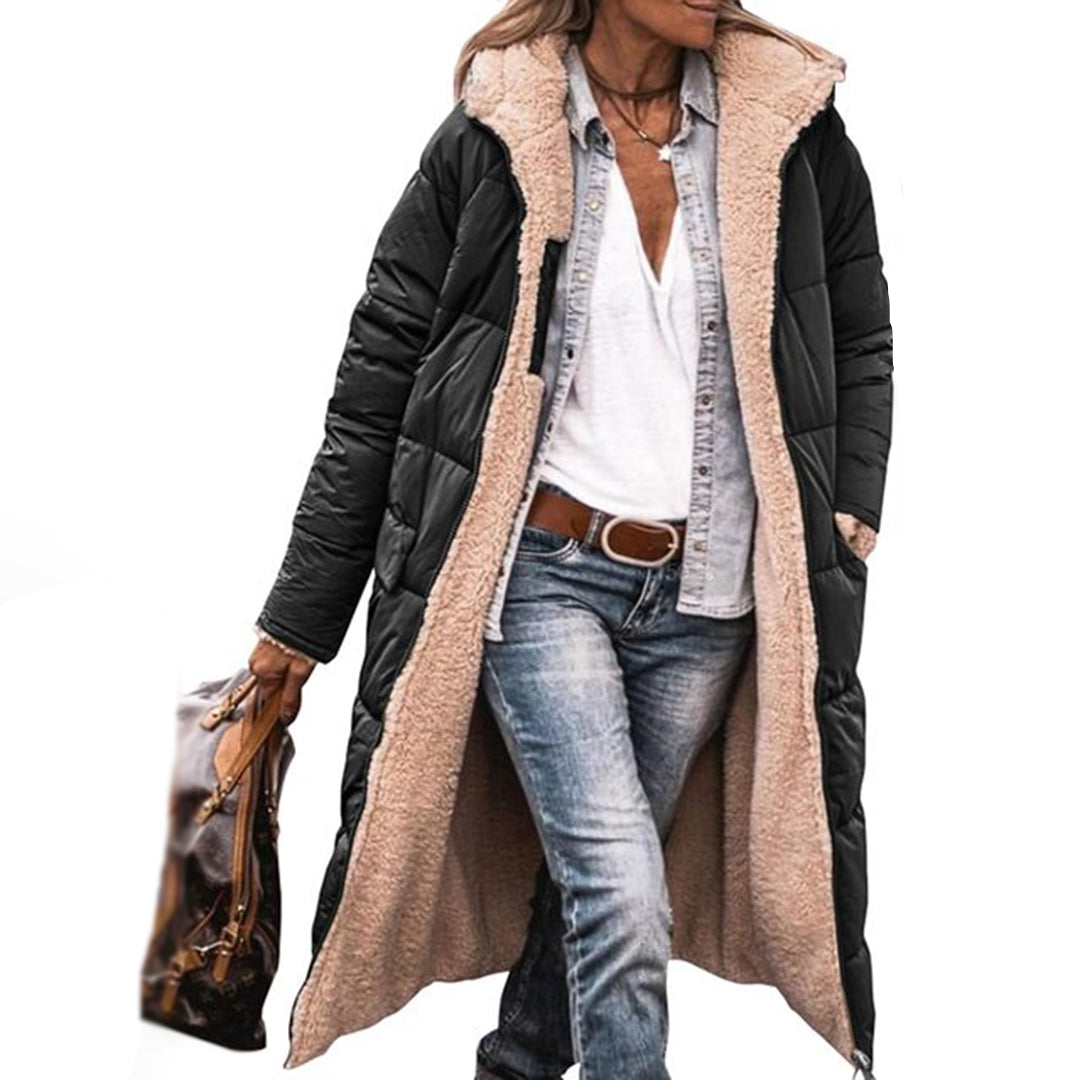 Manteau Hiver Femme Long Design Contemporain en Matériaux Durables 0