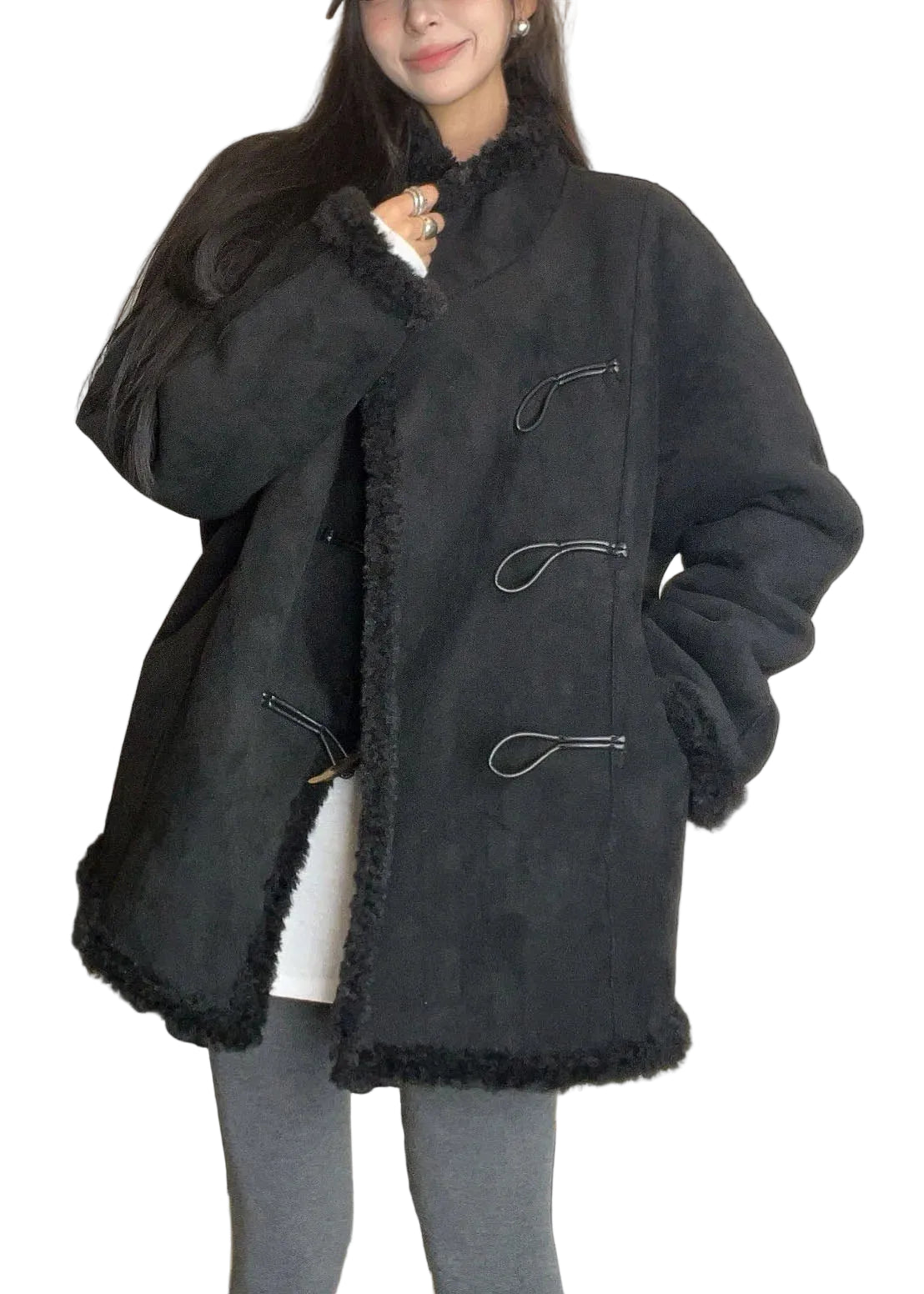 Manteau Hiver Femme Long Style Patchwork Col Montant 3