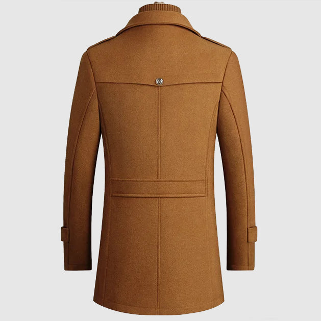 Manteau Homme Hiver Coupe Cintrée avec Devant Boutonné et Poches Pratiques 1