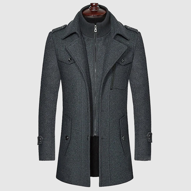 Manteau Homme Hiver Moderne avec Col à Revers et Poches Latérales 2