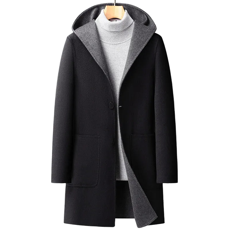 Manteau Homme Hiver Réversible à Capuche Mi-Long 0