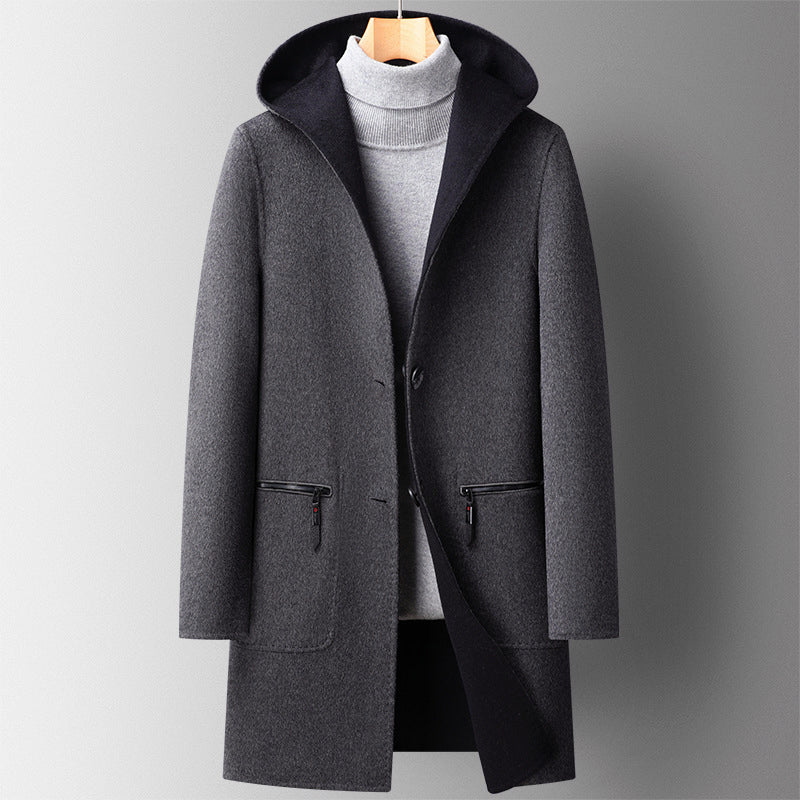 Manteau Homme Hiver Réversible à Capuche Mi-Long 1