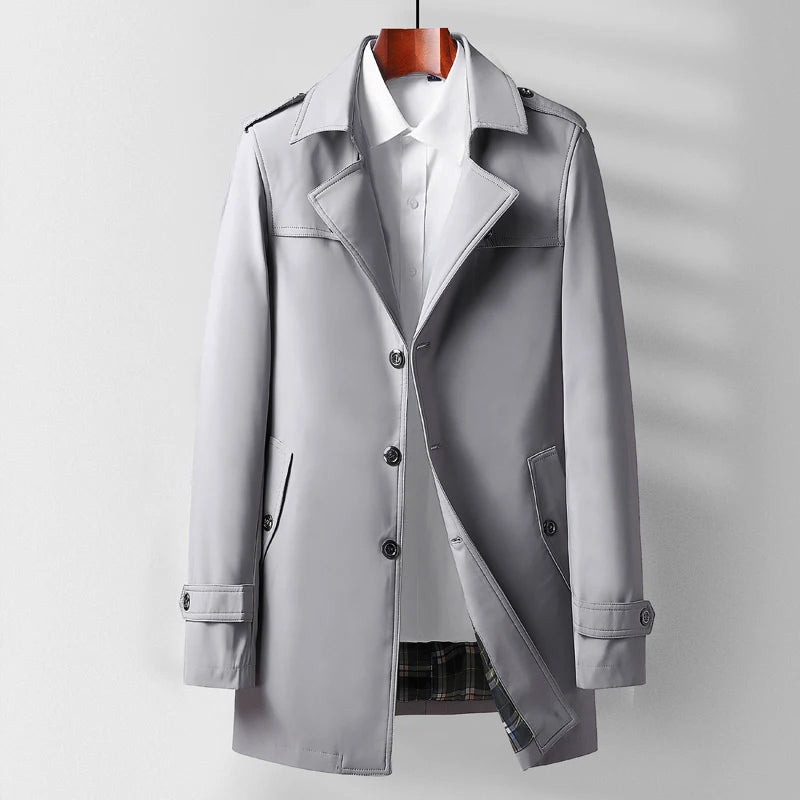 Manteau Homme Trench Classique Mi-Cuisse 1