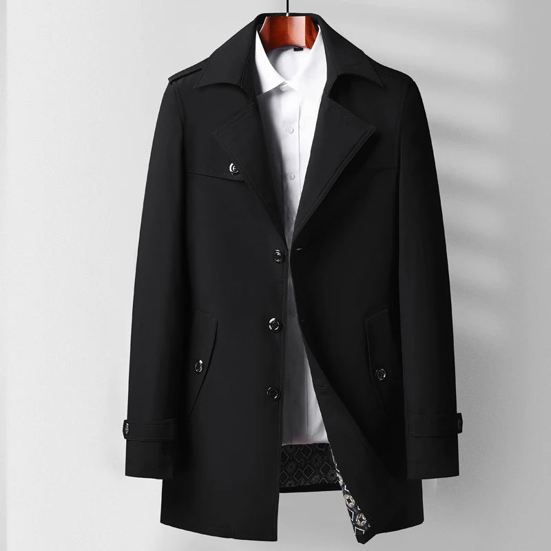 Manteau Homme Trench Classique Mi-Cuisse 3