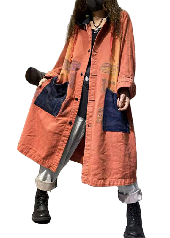 Manteau Long Femme en Jean Décontracté avec Poches et Manches Longues 0