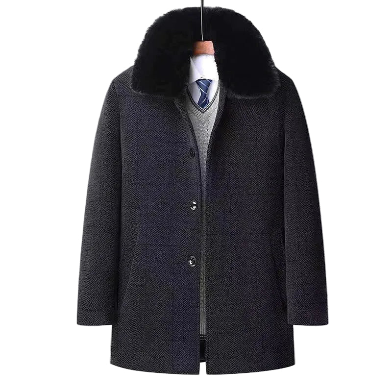 Manteau Mi-Long pour Homme avec Col en Fourrure 0