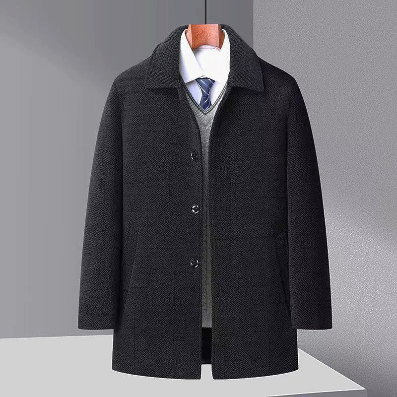 Manteau Mi-Long pour Homme avec Col en Fourrure 1