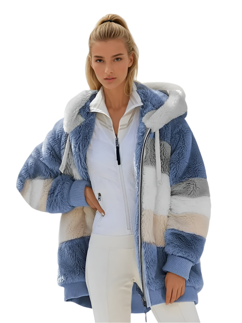 Manteau Padded Femme en Peluche Contrastée 0