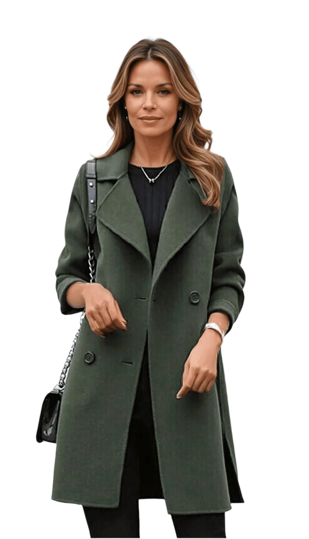 Manteau Trench Femme Classique en Tissu Doublé 1