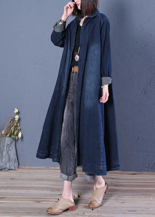 Manteau Trench en Denim à Col Claudine pour Femme 0