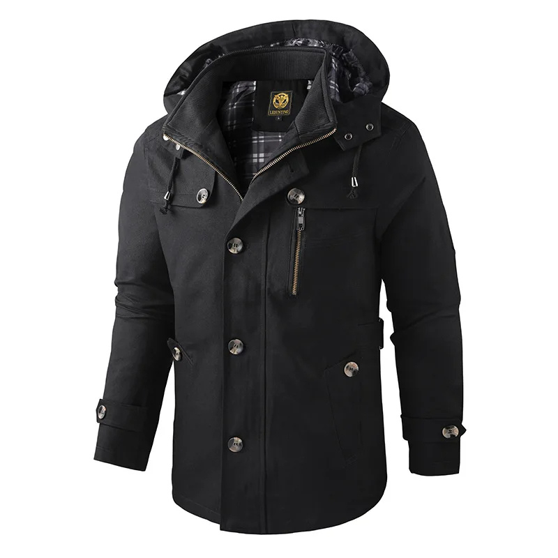 Manteau d'hiver long pour homme avec capuche 2