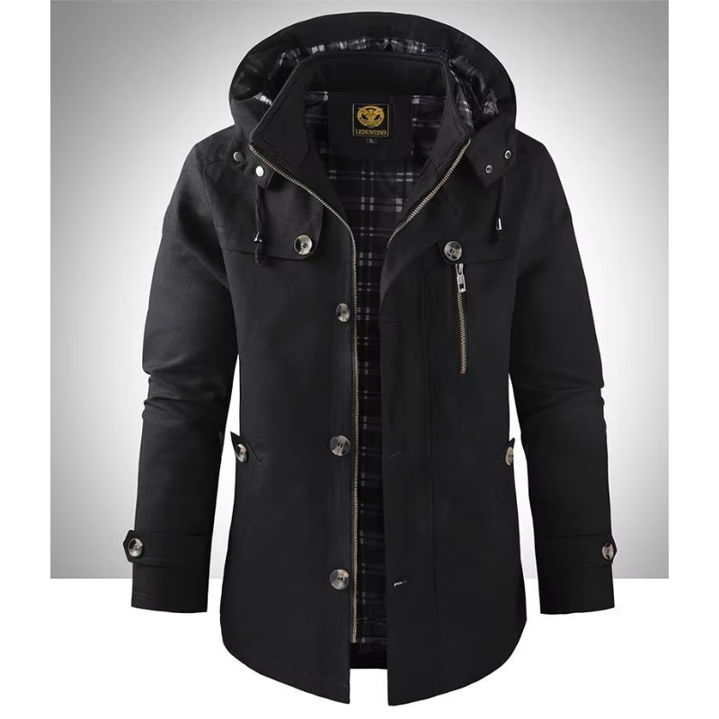 Manteau d'hiver long pour homme avec capuche 9