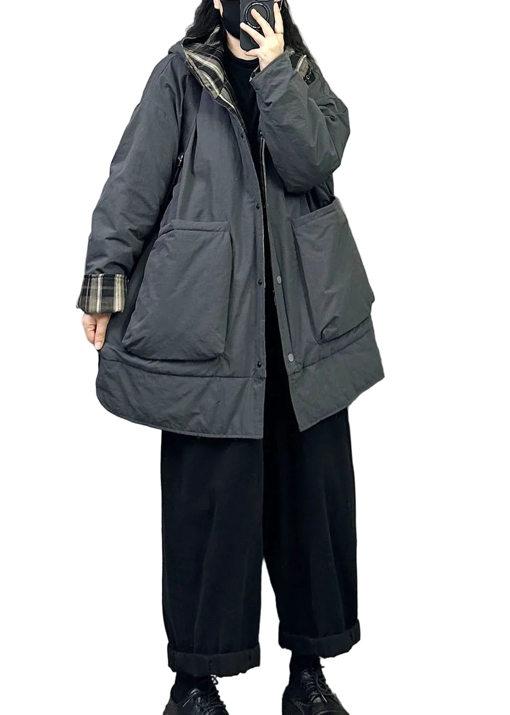 Manteau d'hiver réversible à capuche pour femme 0