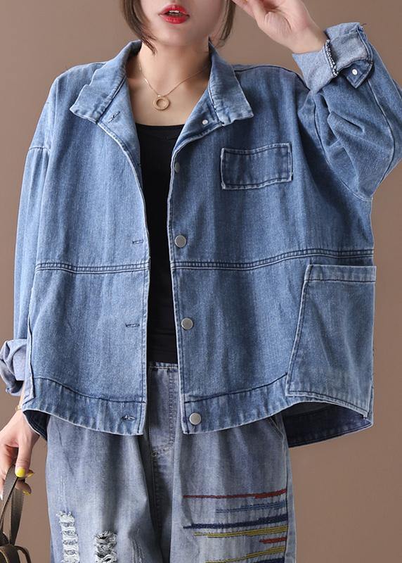 Manteau en Denim à Col Montant pour Femmes 1