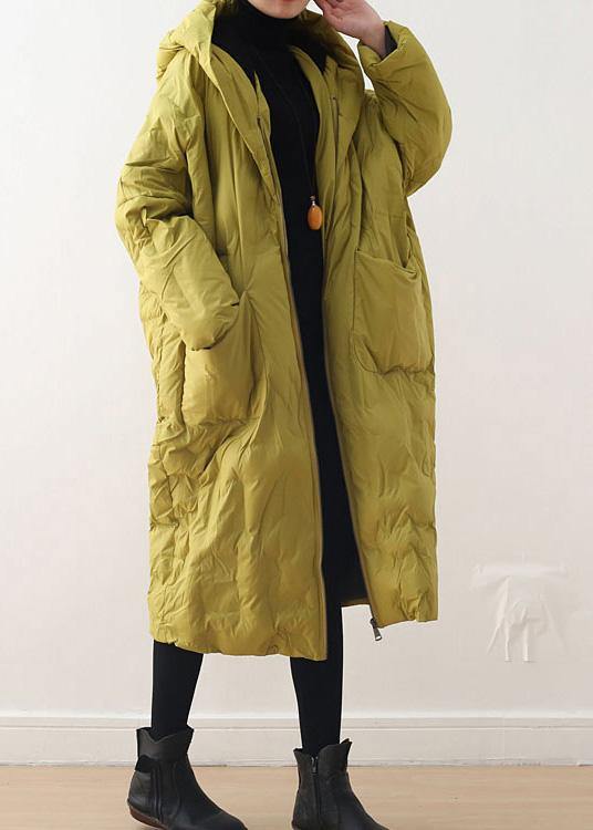 Manteau en Duvet Jaune Chaud pour Femme Style Rétro 3